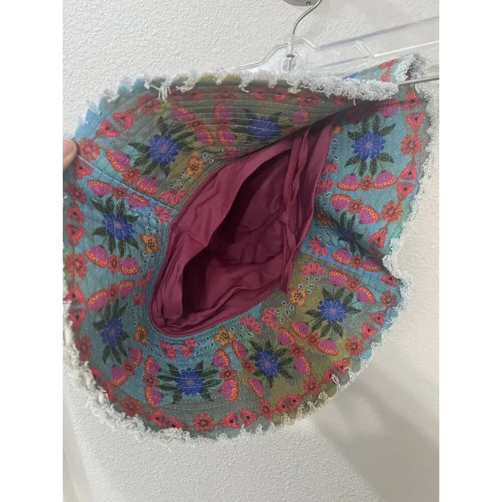 Natural Life Floral Print Floppy Bucket Hat - Adjustable Strap Boho Hippie NWOT - Picture 3 of 4